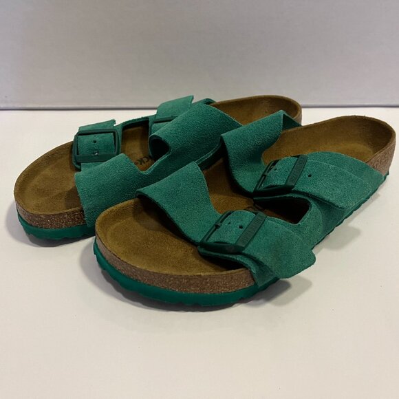 [Like New] Birkenstock Arizona Suede Sandals in Digital Green - EU 38/ US 7-7.5 - Picture 1 of 5